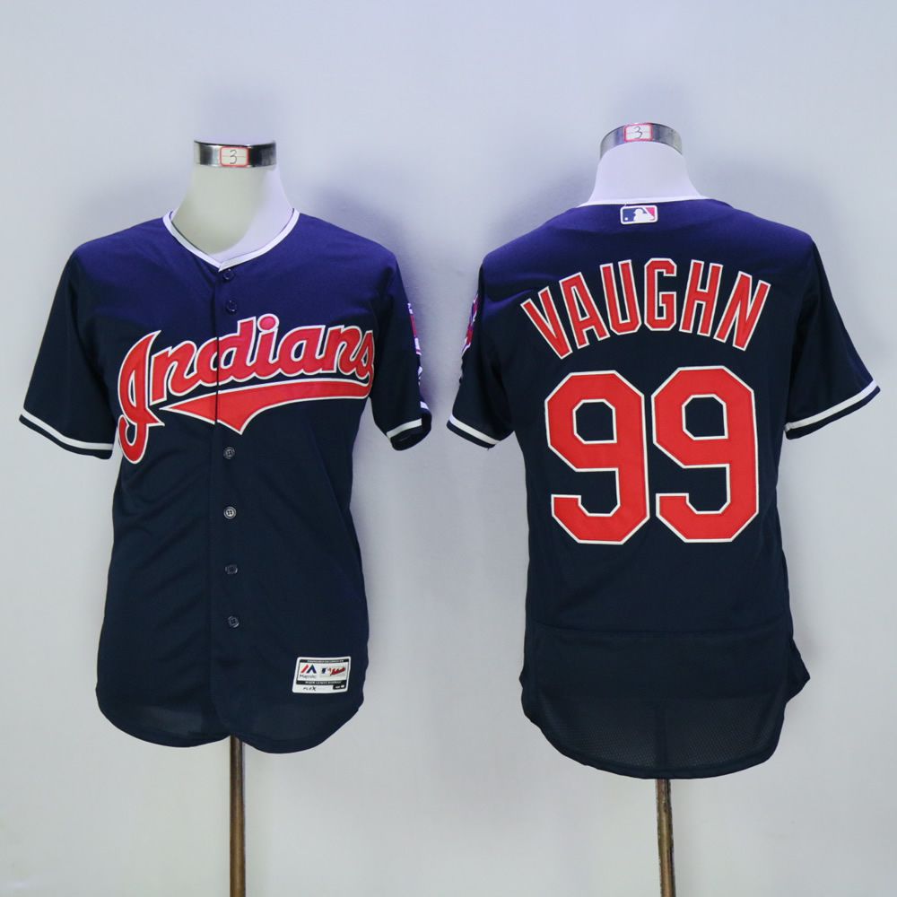 Men Cleveland Indians #99 Vaughn Blue MLB Jerseys